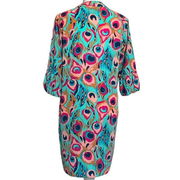 Tracy Negoshain green peacock pattern dress. Size medium - Picture 8 of 8